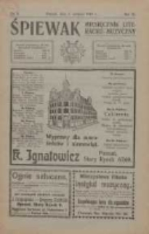 Śpiewak: miesięcznik literacko-muzyczny 1910.08.01 R.4 Nr8
