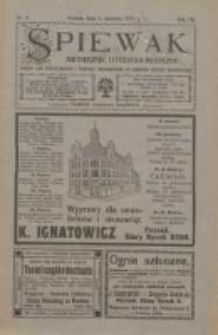 Śpiewak: miesięcznik literacko-muzyczny : organ K&oacute;ł Śpiewackich i Tow[arzystw] Organist&oacute;w w obrębie Rzeszy Niemieckiej 1913.04.01 R.7 Nr4
