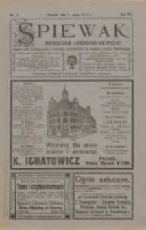 Śpiewak: miesięcznik literacko-muzyczny : organ Kół Śpiewackich i Tow[arzystw] Organistów w obrębie Rzeszy Niemieckiej 1913.05.01 R.7 Nr5