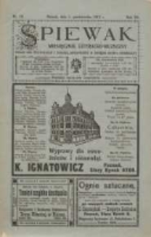 Śpiewak: miesięcznik literacko-muzyczny : organ K&oacute;ł Śpiewackich i Tow[arzystw] Organist&oacute;w w obrębie Rzeszy Niemieckiej 1913.10.01 R.7 Nr10