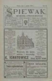 Śpiewak: miesięcznik literacko-muzyczny : organ Kół Śpiewackich i Tow[arzystw] Organistów w obrębie Rzeszy Niemieckiej 1913.12.01 R.7 Nr12