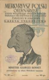 Merkuryusz Polski Ordynaryiny: dzieie wszystkiego świata w sobie zamykaiący dla informacyey pospolitey. 1938.04.24 Nr21