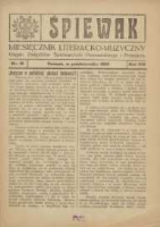 Śpiewak: miesięcznik literacko-muzyczny : organ Związku Kół Śpiewackich w Poznańskiem 1922.10 R.14 Nr10