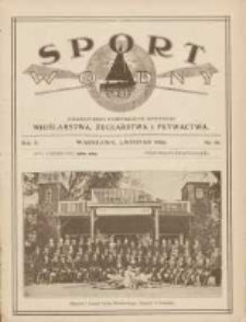Sport Wodny: czasopismo poświęcone sprawom wioślarstwa, żeglarstwa i pływactwa 1926.11 R.2 Nr16