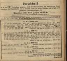 Verzeichniss …. vom 1. December 1886 … am 1. Juli 1887.... Staatsanleihe vom Jahre 1868 A.