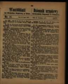 Amtsblatt der K&ouml;niglichen Regierung zu Posen. 1871.04.18 Nro.16