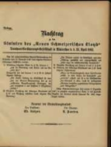 Nachtrag zu den Statuten des &bdquo;Neuen Schweizerischen Lloyd&rdquo; Transport=Versicherungs=Gesellschaft in Winterthur d. d. 23. April 1883