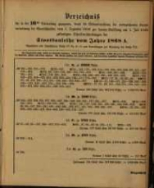 Verzeichniss der in der 16ten &hellip; vom 1. Dezember 1888 &hellip; am 1. Juli 1889 &hellip; Staatsanleihe vom Jahre 1868 A.