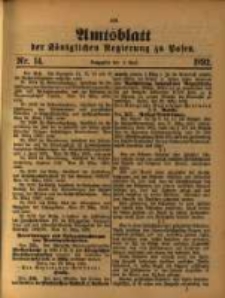 Amtsblatt der Königlichen Regierung zu Posen. 1892.04.05 Nro.14