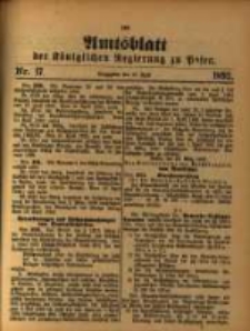 Amtsblatt der K&ouml;niglichen Regierung zu Posen. 1892.04.26 Nro.17