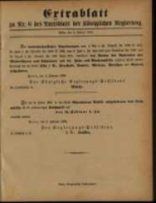 Extrablatt zu Nr. 6 des Amtsblatt der K&ouml;niglichen Regierung. Posen, den 6. Januar 1892