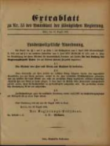 Extrablatt zu Nr. 33 des Amtsblatt der K&ouml;niglichen Regierung. Posen, den 19. August 1893