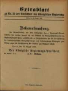 Extrablatt zu Nr. 34 des Amtsblatt der K&ouml;niglichen Regierung. Posen, den 23. August 1893