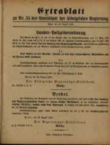 Extrablatt zu Nr. 35 des Amtsblatt der K&ouml;niglichen Regierung. Posen, den 29. August 1893