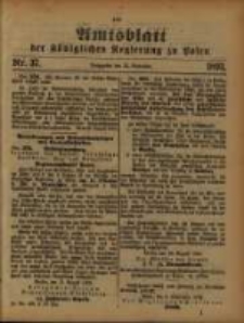 Amtsblatt der K&ouml;niglichen Regierung zu Posen. 1893.09.12 Nro.37