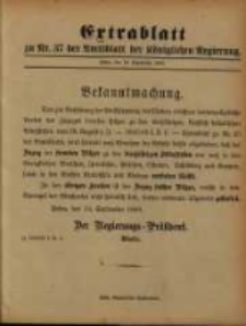 Extrablatt zu Nr. 37 des Amtsblatt der K&ouml;niglichen Regierung. Posen, den 14. September 1893
