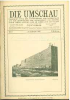 Die Umschau: &uuml;bersicht &uuml;ber die Fortschritte und Bewegungen auf dem Gesamtgebiet der Wissenschaft, Technik, Litteratur und Kunst. 1908.02.29 Jg.12 Nr.9