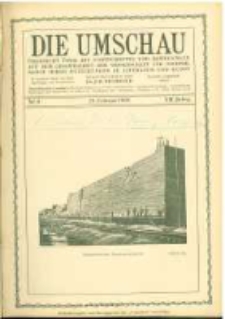 Die Umschau: übersicht über die Fortschritte und Bewegungen auf dem Gesamtgebiet der Wissenschaft, Technik, Litteratur und Kunst. 1908.02.29 Jg.12 Nr.9