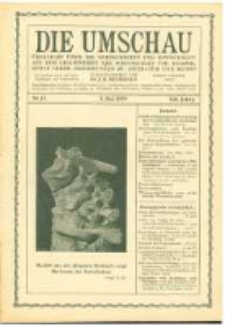 Die Umschau: &uuml;bersicht &uuml;ber die Fortschritte und Bewegungen auf dem Gesamtgebiet der Wissenschaft, Technik, Litteratur und Kunst. 1908.05.09 Jg.12 Nr.19