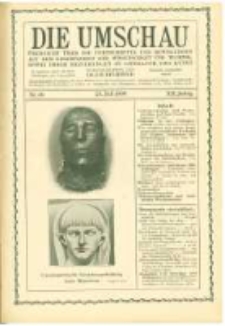 Die Umschau: &uuml;bersicht &uuml;ber die Fortschritte und Bewegungen auf dem Gesamtgebiet der Wissenschaft, Technik, Litteratur und Kunst. 1908.07.25 Jg.12 Nr.30