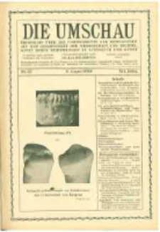 Die Umschau: &uuml;bersicht &uuml;ber die Fortschritte und Bewegungen auf dem Gesamtgebiet der Wissenschaft, Technik, Litteratur und Kunst. 1908.08.08 Jg.12 Nr.32