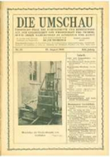 Die Umschau: &uuml;bersicht &uuml;ber die Fortschritte und Bewegungen auf dem Gesamtgebiet der Wissenschaft, Technik, Litteratur und Kunst. 1908.08.15 Jg.12 Nr.33