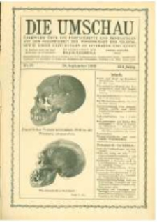 Die Umschau: &uuml;bersicht &uuml;ber die Fortschritte und Bewegungen auf dem Gesamtgebiet der Wissenschaft, Technik, Litteratur und Kunst. 1908.09.26 Jg.12 Nr.39