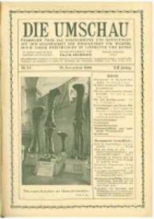 Die Umschau: &uuml;bersicht &uuml;ber die Fortschritte und Bewegungen auf dem Gesamtgebiet der Wissenschaft, Technik, Litteratur und Kunst. 1908.11.28 Jg.12 Nr.48