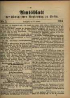 Amtsblatt der K&ouml;niglichen Regierung zu Posen. 1894.01.30 Nro.5