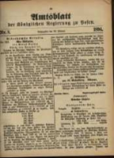 Amtsblatt der K&ouml;niglichen Regierung zu Posen. 1894.02.20 Nro.8