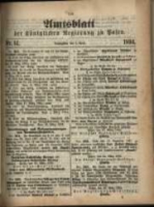 Amtsblatt der K&ouml;niglichen Regierung zu Posen. 1894.04.03 Nro.14