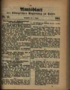 Amtsblatt der K&ouml;niglichen Regierung zu Posen. 1894.08.07 Nro.33