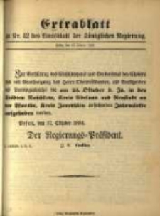 Extrablatt zu Nr. 42 des Amtsblatt der K&ouml;niglichen Regierung. Posen, den 17. October 1894