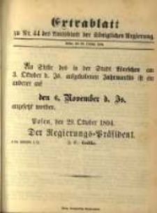 Extrablatt zu Nr. 44 des Amtsblatt der K&ouml;niglichen Regierung. Posen, den 29. October 1894