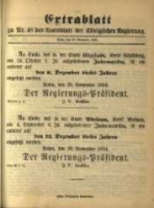Extrablatt zu Nr. 48 des Amtsblatt der Königlichen Regierung. Posen, den 29. November 1894