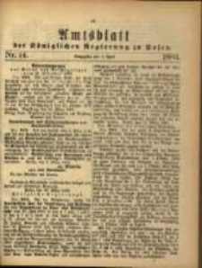Amtsblatt der K&ouml;niglichen Regierung zu Posen. 1883.04.03 Nro.14