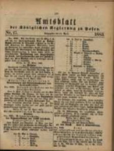 Amtsblatt der K&ouml;niglichen Regierung zu Posen. 1883.04.17 Nro.16