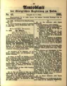 Amtsblatt der K&ouml;niglichen Regierung zu Posen. 1895.10.22 Nro.43
