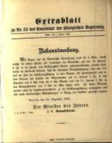 Extrablatt zu Nr. 53 des Amtsblatt der K&ouml;niglichen Regierung. Posen, den 2. Januar 1896