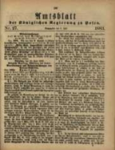 Amtsblatt der K&ouml;niglichen Regierung zu Posen. 1883.07.03 Nro.27
