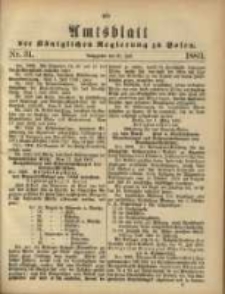 Amtsblatt der K&ouml;niglichen Regierung zu Posen. 1883.06.31 Nro.31