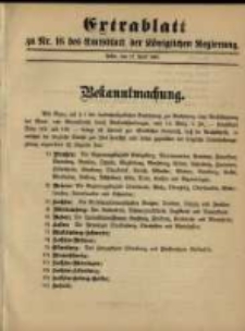 Extrablatt zu Nr. 16 des Amtsblatt der Königlichen Regierung. Posen, den 21. April 1896