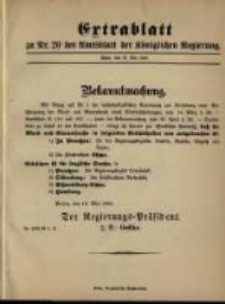 Extrablatt zu Nr. 20 des Amtsblatt der K&ouml;niglichen Regierung. Posen, den 20. Mai 1896