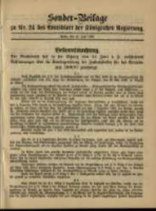 Sonder- Beilage zu Nr. 24 des Amtsblatt der K&ouml;niglichen Regierung