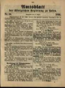 Amtsblatt der K&ouml;niglichen Regierung zu Posen. 1896.08.25 Nro.34
