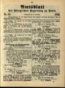 Amtsblatt der K&ouml;niglichen Regierung zu Posen. 1896.11.10 Nro.45