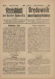 Kreis-Blatt des Kreises Posen-Ost. Orędownik Powiatu Poznańskiego-Wschodniego 1919.03.22 Jg.31 Nr17