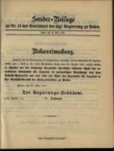 Sonder- Beilage zu Nr. 13 des Amtsblatt der Kgl. Regierung zu Posen
