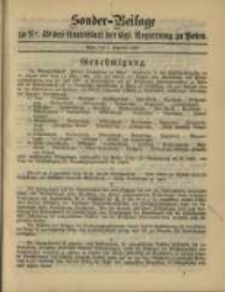 Sonder- Beilage zu Nr. 49 des Amtsblatt der Kgl. Regierung zu Posen