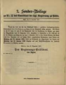 2. Sonder- Beilage zu Nr. 52 des Amtsblatt der Kgl. Regierung zu Posen